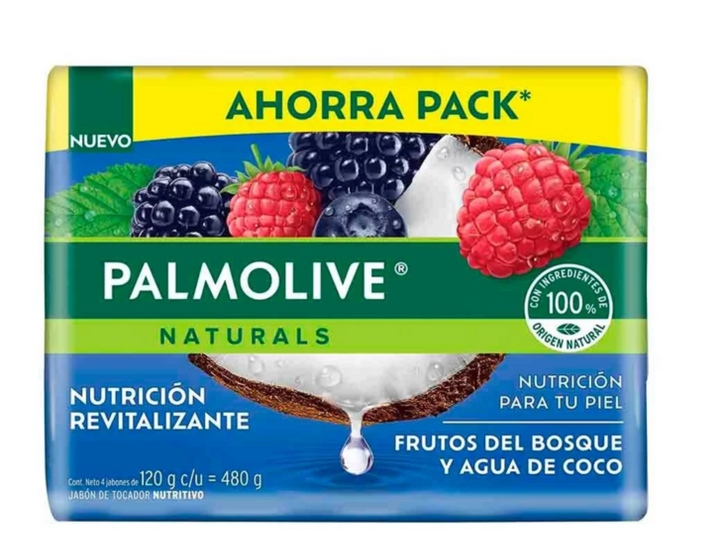 Palmolive Jabon Barra Frutos del Bosque y Agua de Coco 4 ct