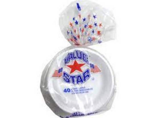 Value Star Foam Plates 6 inches 40 ct