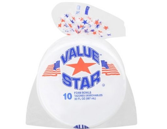 Value Star Foam Bowls 30 oz 10 ct