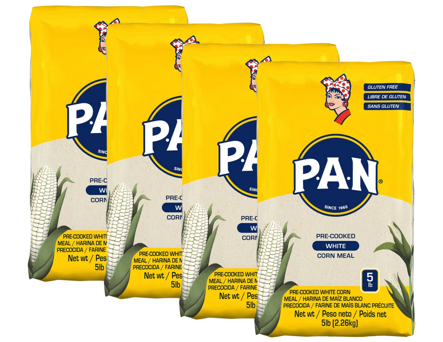 Harian PAN Harina de Maiz Blanca 5 lb 4 Pack