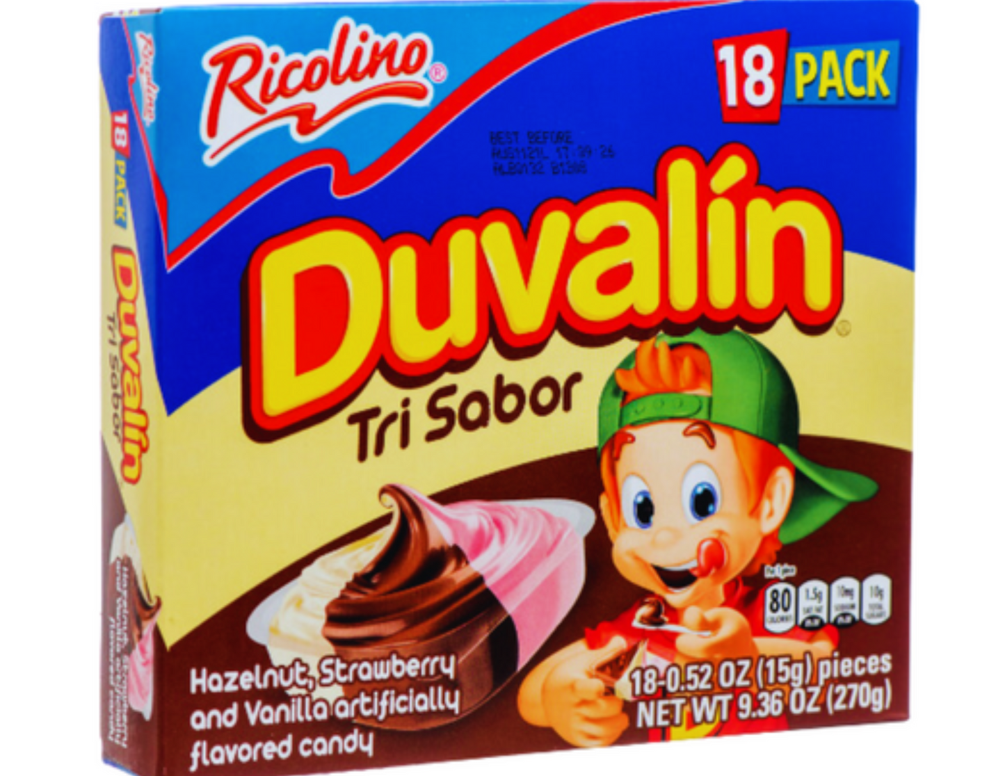 Ricolino Duvalin Tri Sabor Ave/Fre/Van /18 ct