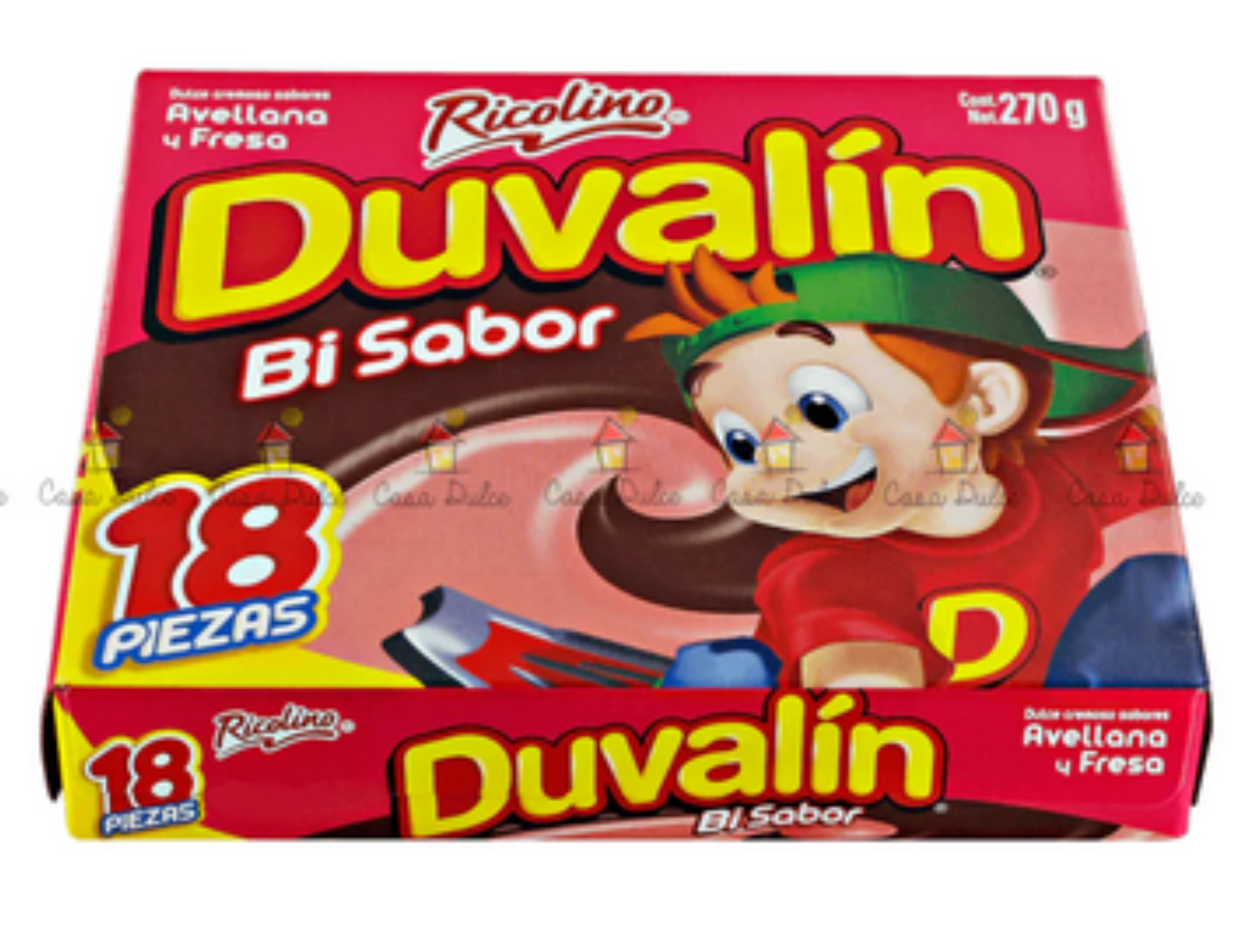 Ricolino  Duvalines Bi Sabor  Avellana/Fresa  18 ct