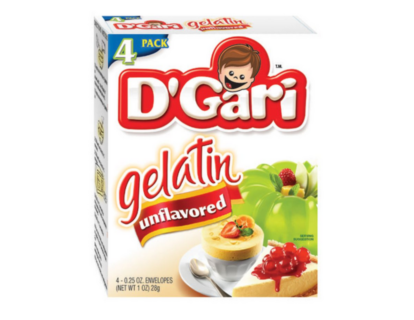 D'gari Gelatin Grenatina Unflavored 4/1 oz